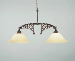 Antike Hängeleuchte Messing Glas Elfenbein E27 86 cm