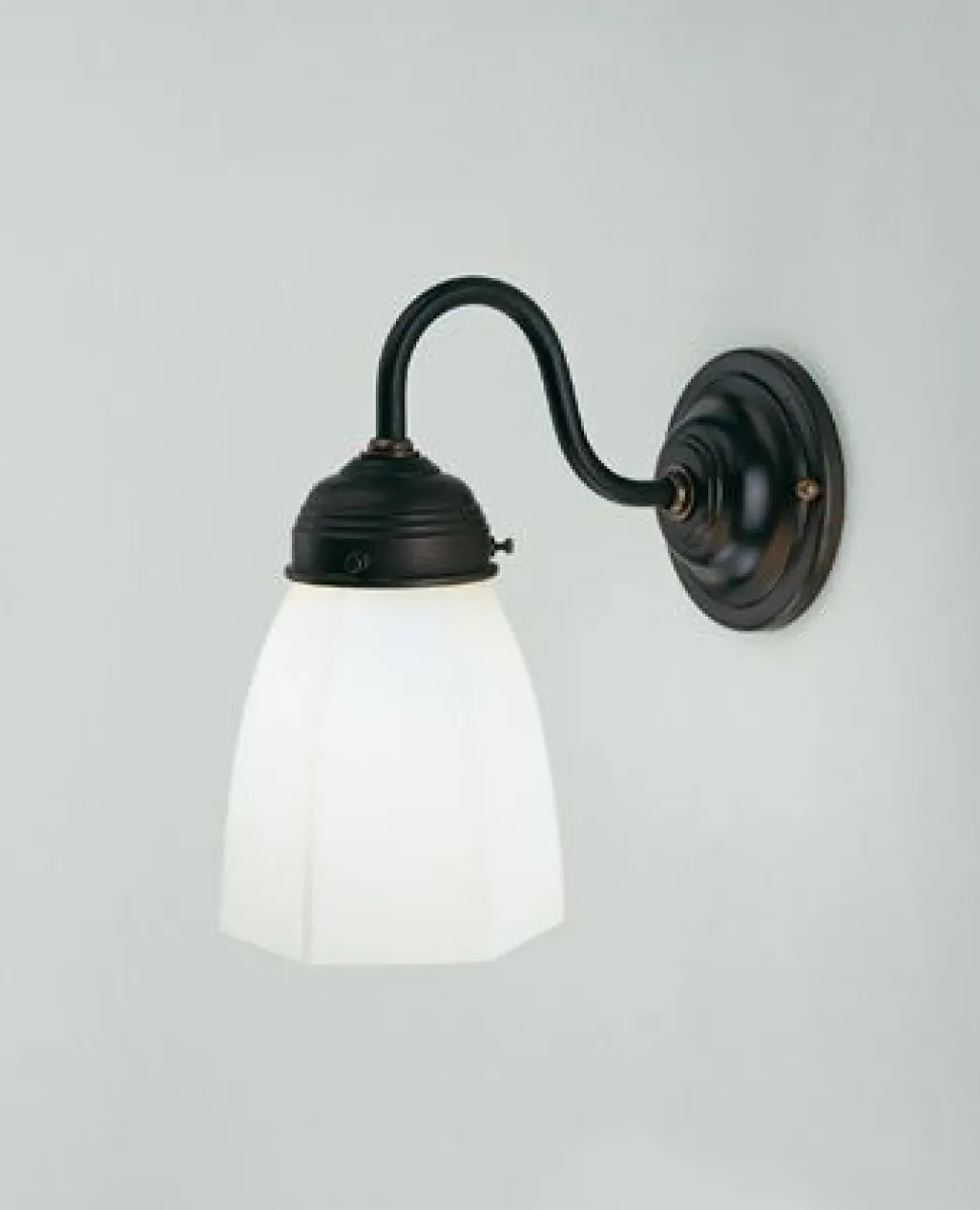 Antike Wandlampe Messing Glas E27 T:21 cm Jugendstil