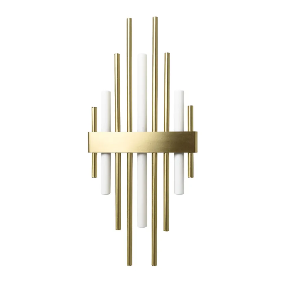 Art Déco Wandleuchte 70,5cm hoch Messing massiv 3x S14d