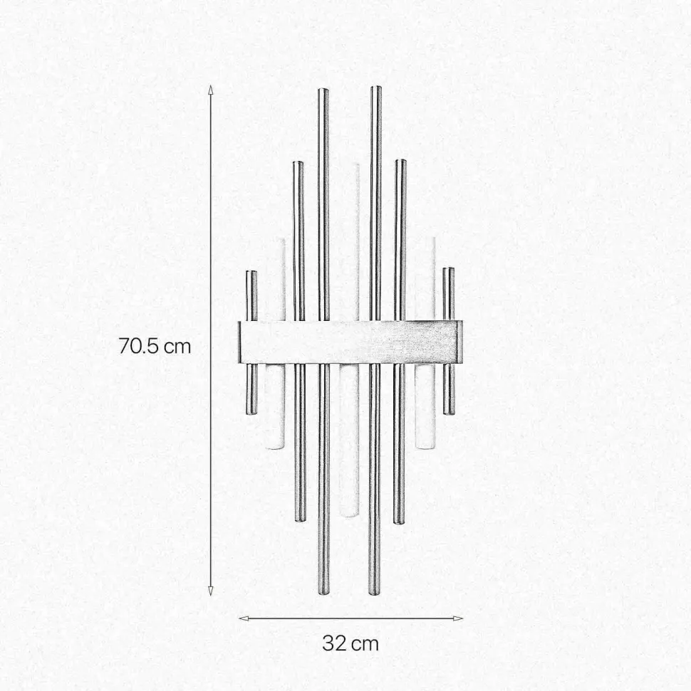 Art Déco Wandleuchte 70,5cm hoch Messing massiv 3x S14d