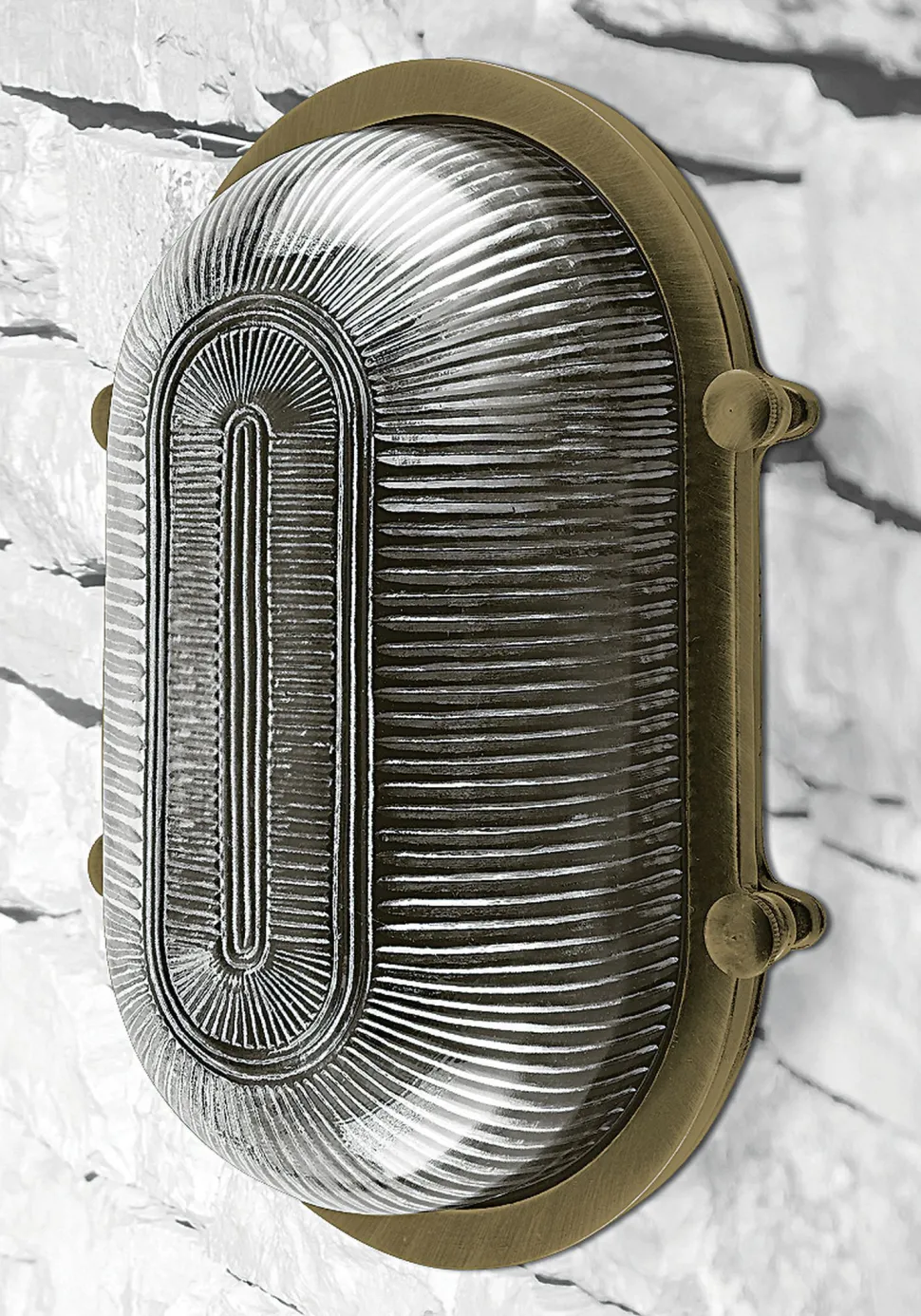 Außenlampe Wand Glas Messing E27 IP64 B: 26 cm