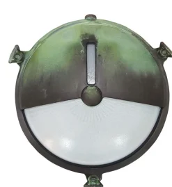 Außenlampe Wand Maritim Messing E27 IP64 D: 21 cm Grün antik