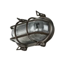 Außenlampe Wand Maritim Messing Riffelglas Schwarz antik