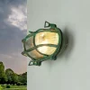 Außenlampe Wand Messing Glas IP64 E27 Maritim Grün antik