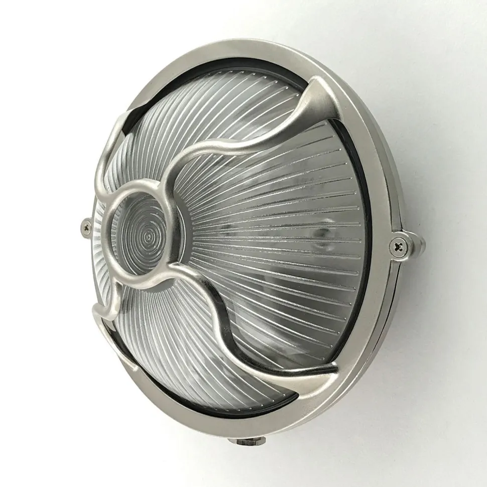 Außenlampe Wand Messing Glas E27 IP64 rund D: 17,5 cm