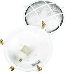 Außenlampe Weiß Messing Glas Ø 21 cm E27 IP64 SERIFOS