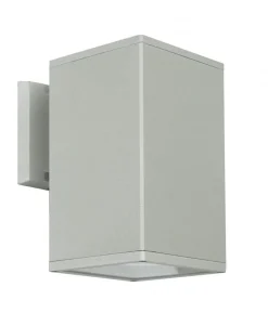 Außenwandlampe Aluminium eckig in Silber E27 IP54