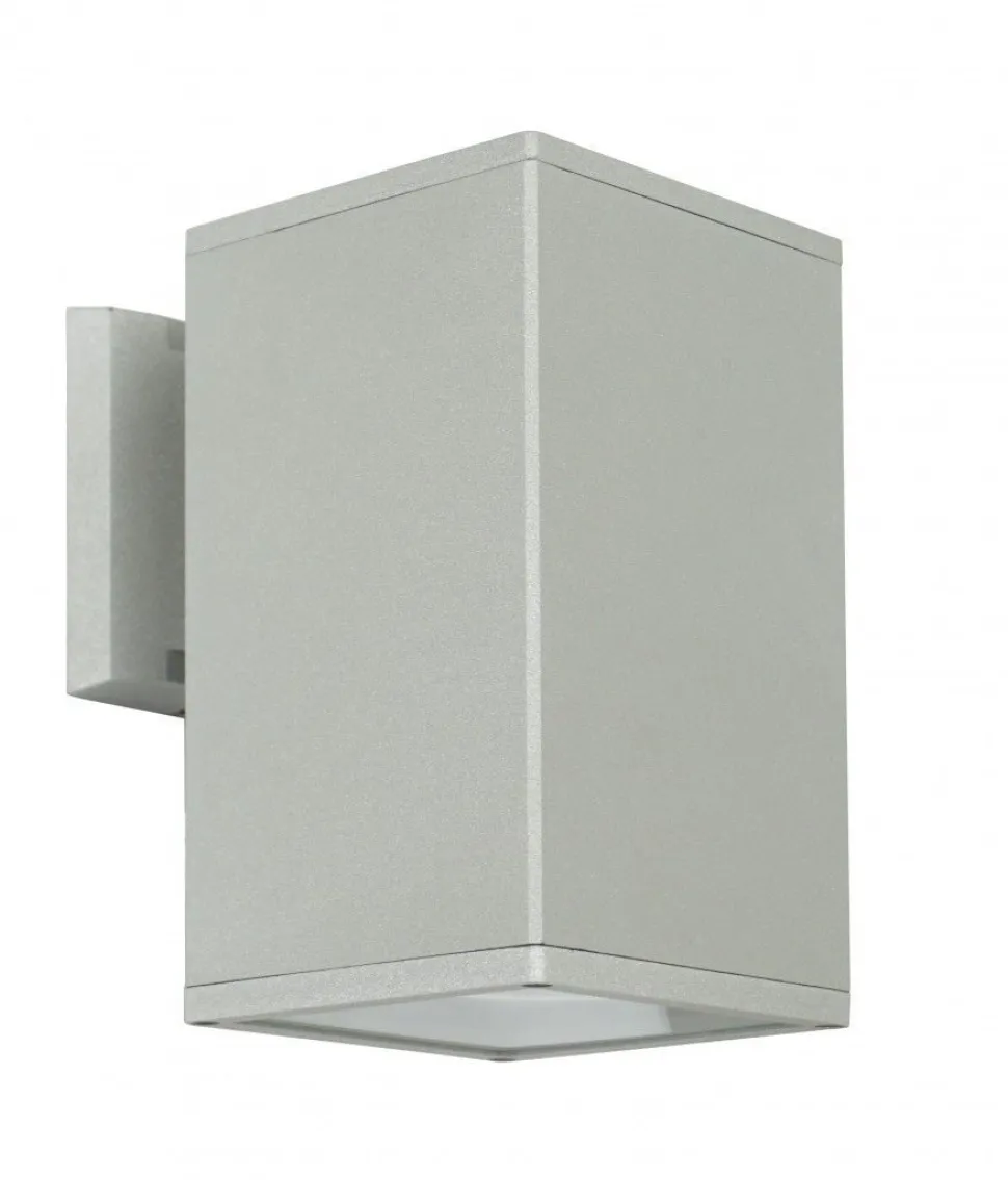 Außenwandlampe Aluminium eckig in Silber E27 IP54
