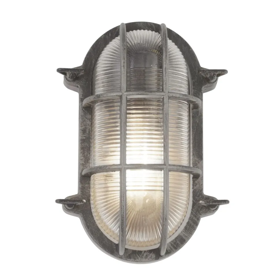 Außenwandlampe IP44 E27 H: 25 cm Maritim in Silber antik