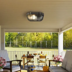 Außenwandlampe IP44 E27 H: 25 cm Maritim in Silber antik