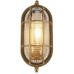 Außenwandlampe Messing Glas IP64 E27 Maritim H: 23,5 cm
