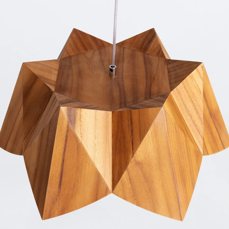Außergewöhnliche Hängelampe Holz Furnier Teak B: 46 cm E27