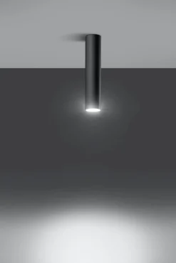 Aufbauleuchte Schwarz Ø6cm H:30cm GU10 Metall LUTATIA