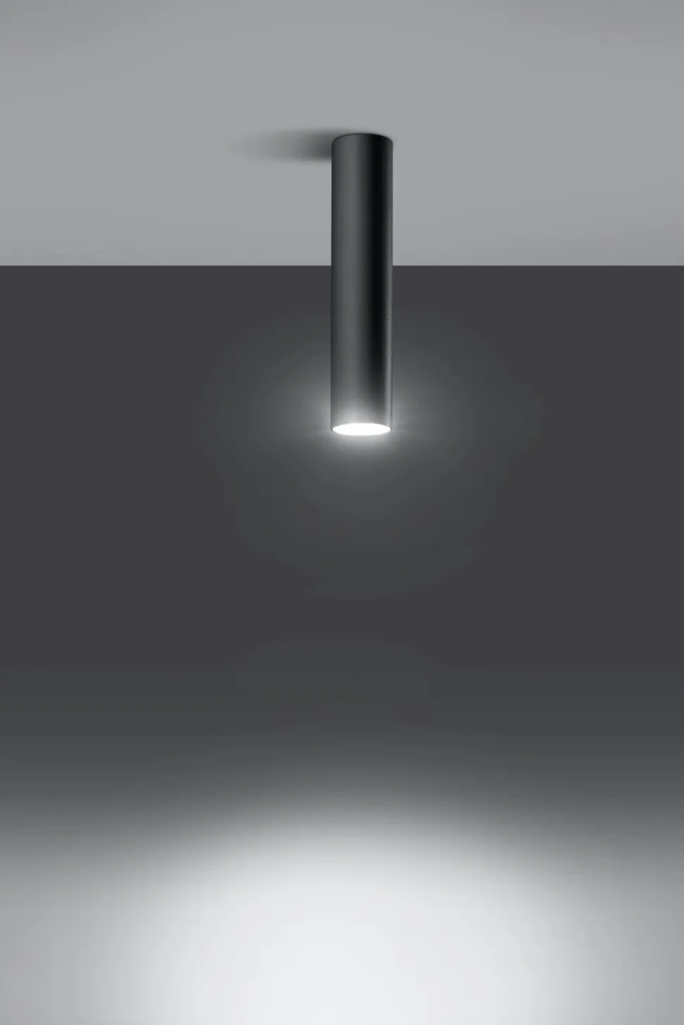 Aufbauleuchte Schwarz Ø6cm H:30cm GU10 Metall LUTATIA