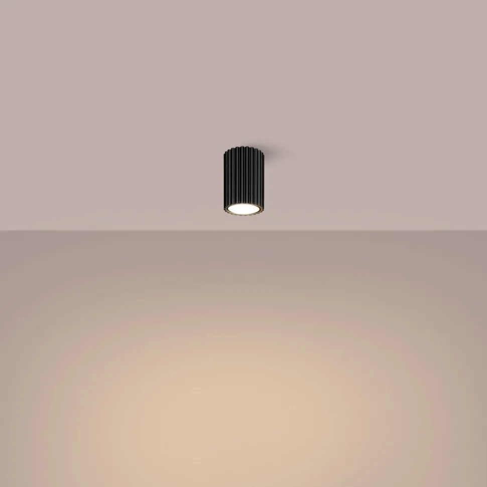 Aufbauspot Schwarz klein GU10 Ø 6,5 cm H: 10 cm Aluminium