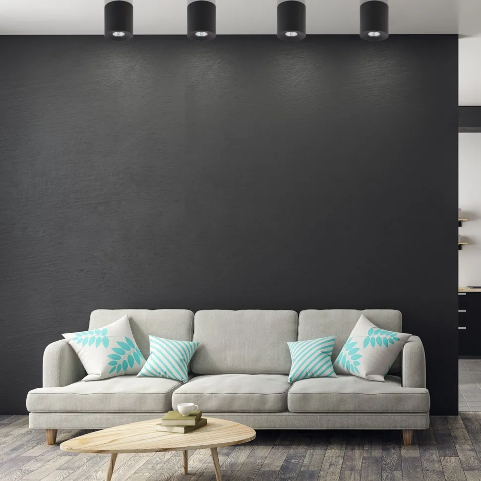 Aufbauspot Schwarz Metall Ø 11 cm rund GU10 ADELIA