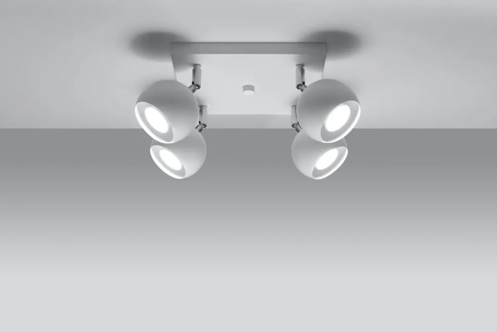 Aufbaustrahler Weiß Stahl 4-flammig Retro FAVONIA