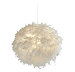 Auffällige Pendelleuchte Federn 50 cm rund E27 in Weiß
