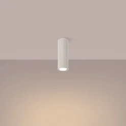 Aufputz Deckenspot GU10 Ø 6,5 cm H: 20 cm in Creme Modern Alu