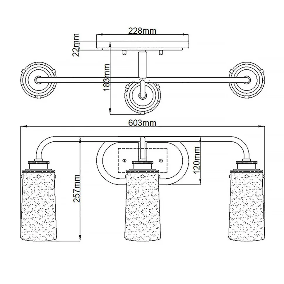 Badezimmerlampe Spiegel B: 60,3 cm IP44 3x E27 Metall Glas