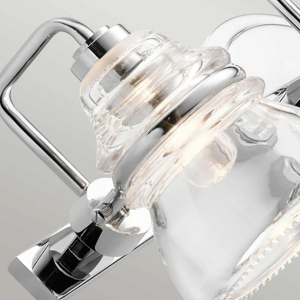 Badezimmerlampe Spiegel Metall Glas 55,9 cm breit IP44 G9 LED