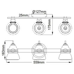 Badezimmerlampe Spiegel Metall Glas 55,9 cm breit IP44 G9 LED