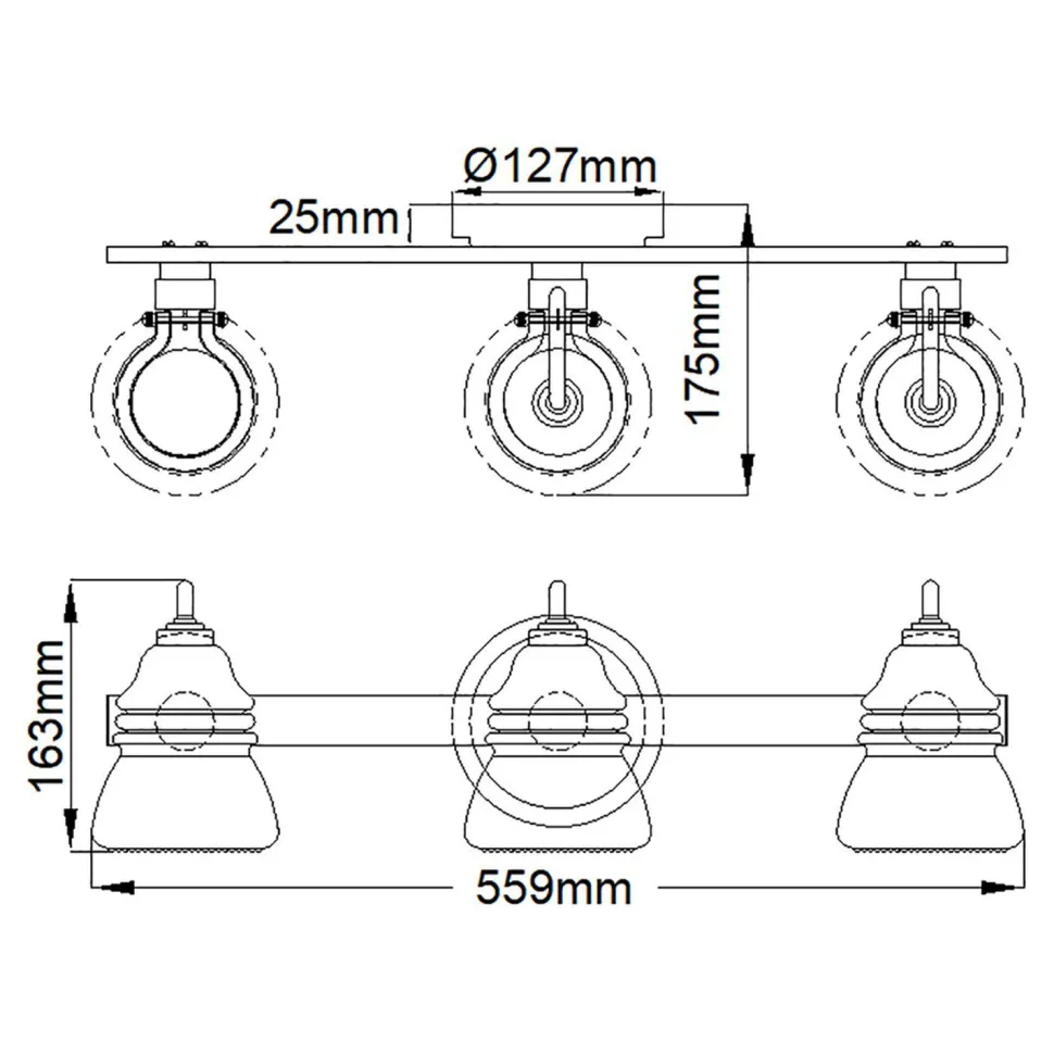 Badezimmerlampe Spiegel Metall Glas 55,9 cm breit IP44 G9 LED
