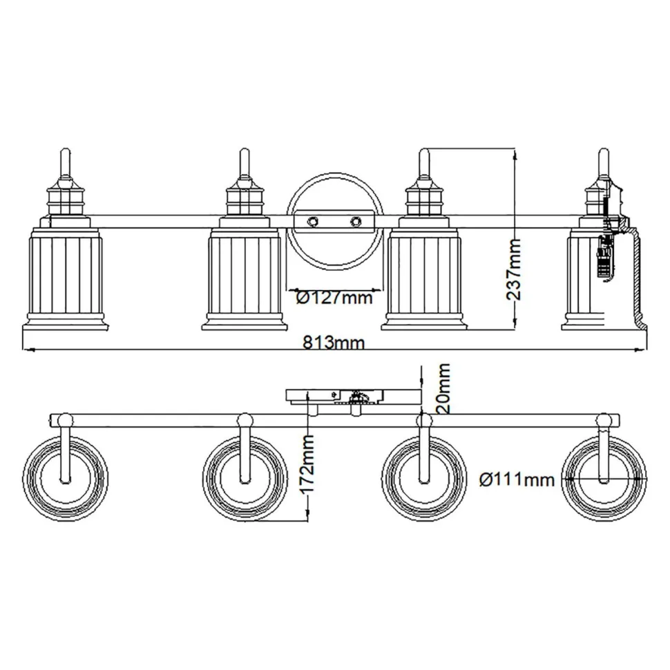 Badezimmerlampe Wand Chrom Weiß B: 81,3 cm IP44 G9 LED