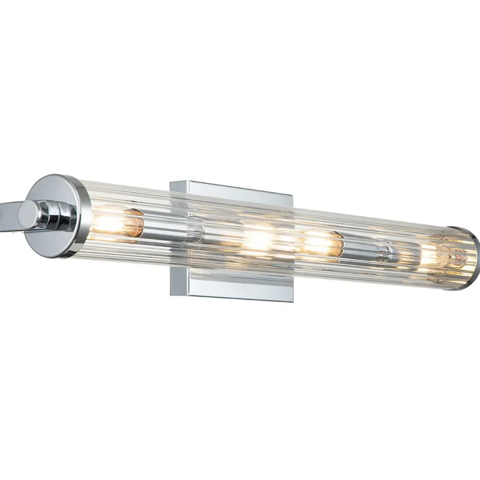 Badezimmerlampe Wand Metall Glas B: 69,1 cm IP44 Chrom