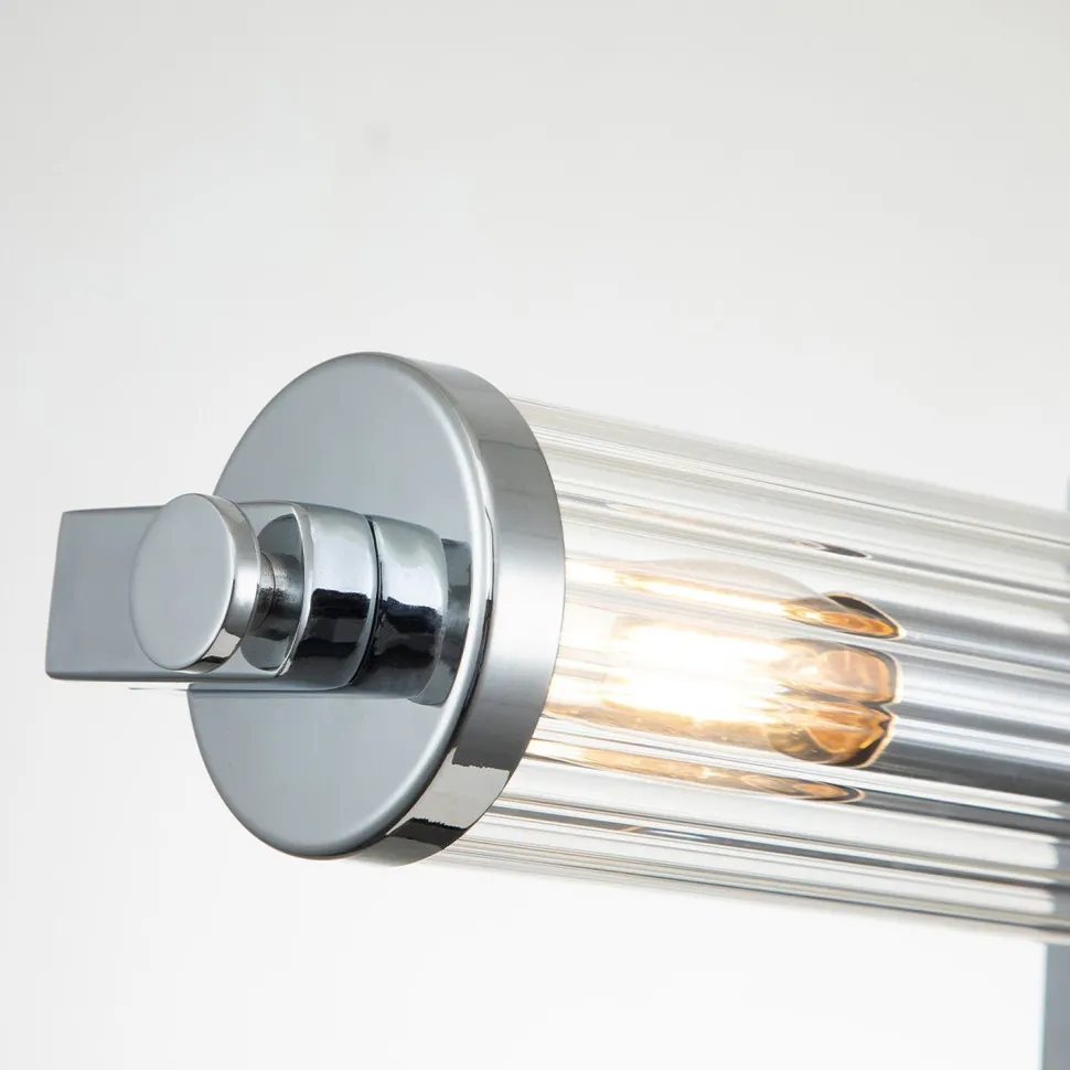 Badezimmerlampe Wand Metall Glas B: 69,1 cm IP44 Chrom