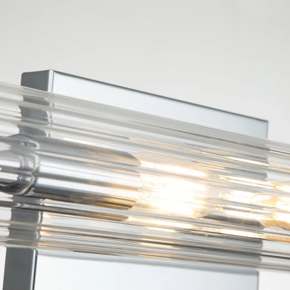 Badezimmerlampe Wand Metall Glas B: 69,1 cm IP44 Chrom