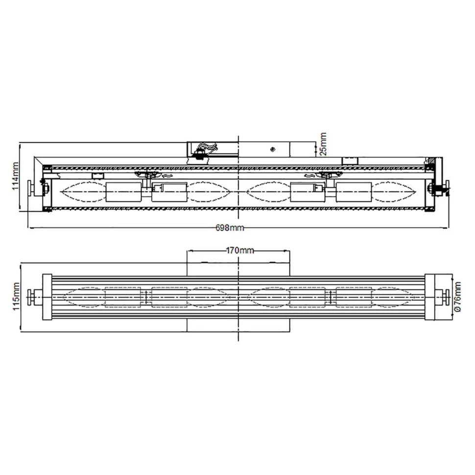 Badezimmerlampe Wand Metall Glas B: 69,1 cm IP44 Chrom