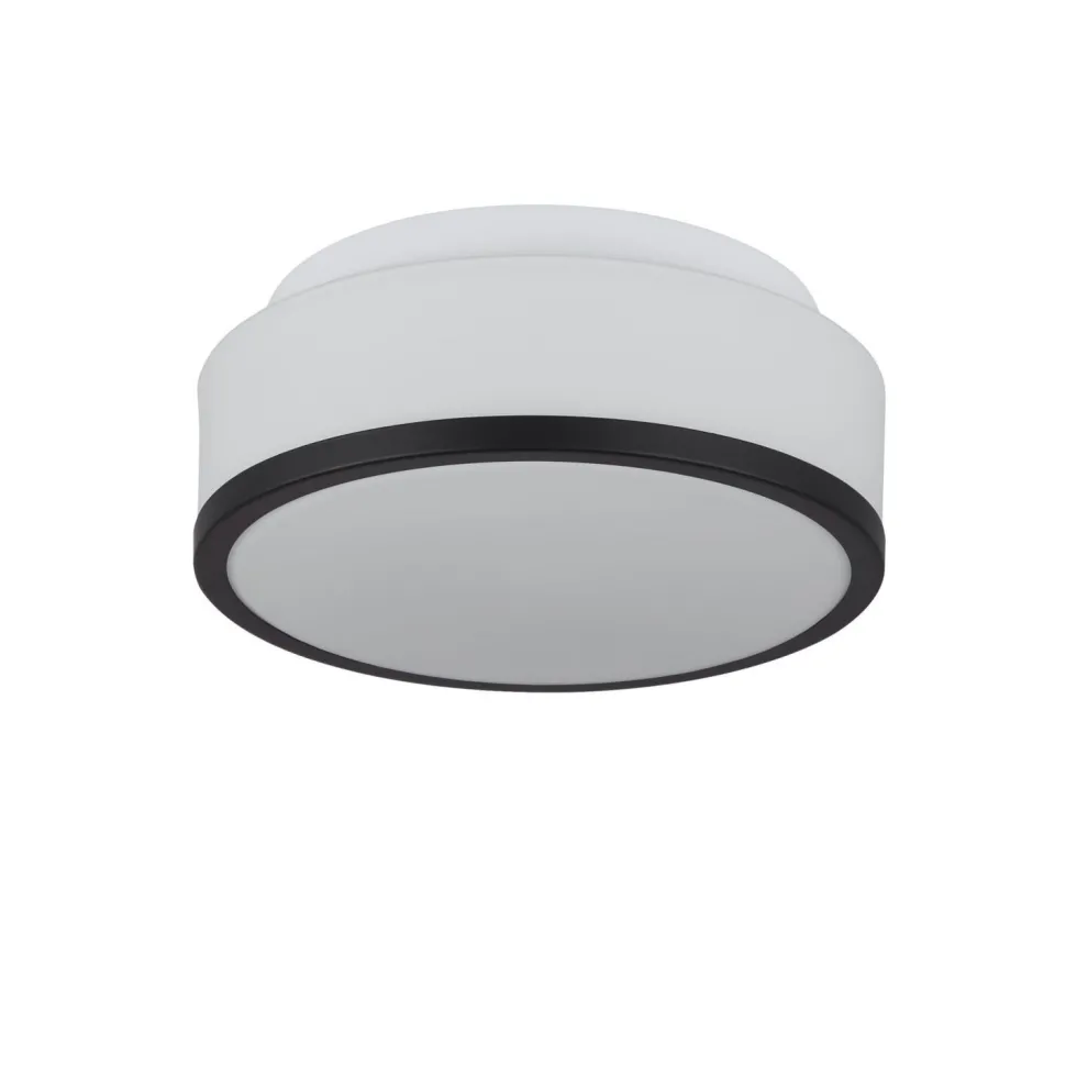 Badezimmerleuchte Decke Ø 23 cm rund Glas Weiß Schwarz IP44