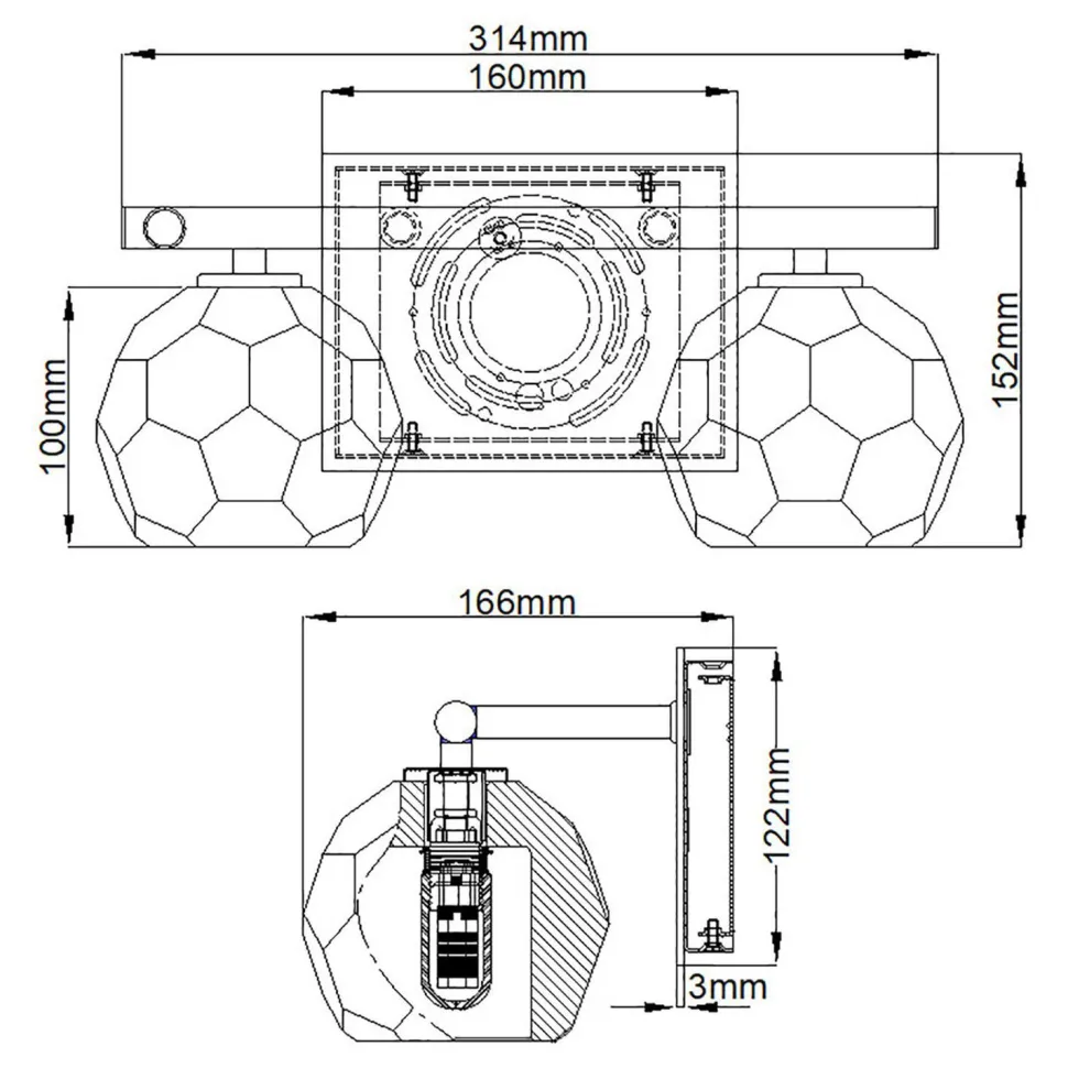 Badezimmerleuchte Kristall LED G9 3000 K 33,4 cm breit klein