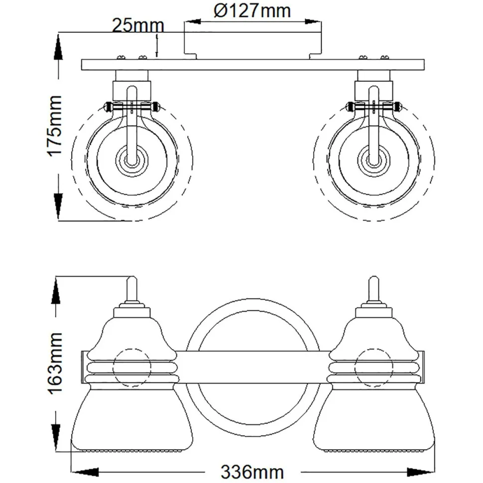Badezimmerleuchte LED G9 IP44 B: 33,6 cm Metall Glas in Chrom