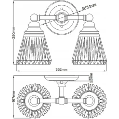 Badezimmerleuchte Wand LED G9 IP44 B: 35,2 cm Metall Glas