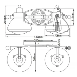 Badezimmerleuchte Wand Metall Glas 44,9 cm breit IP44 E27