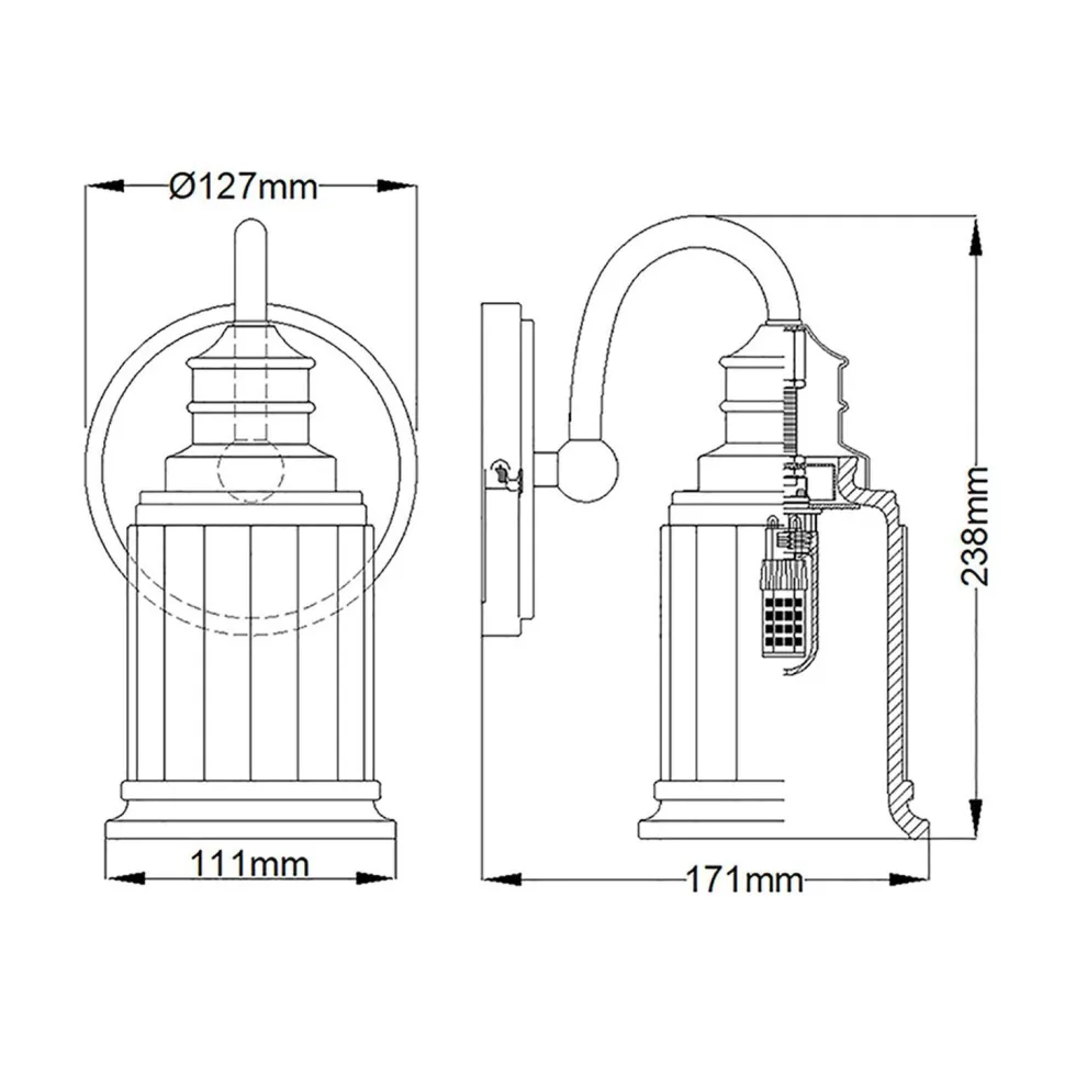 Badezimmerleuchte Wand mit LED G9 IP44 23,7 cm hoch