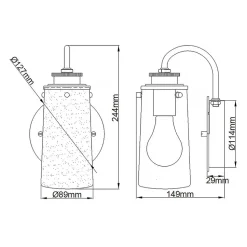 Badlampe Metall Glas E27 IP44 24,4 cm hoch SAIDA