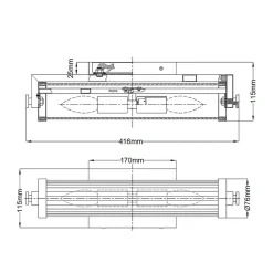 Badlampe Wand Glas Metall E14 IP44 B: 40,7 cm Chrom poliert