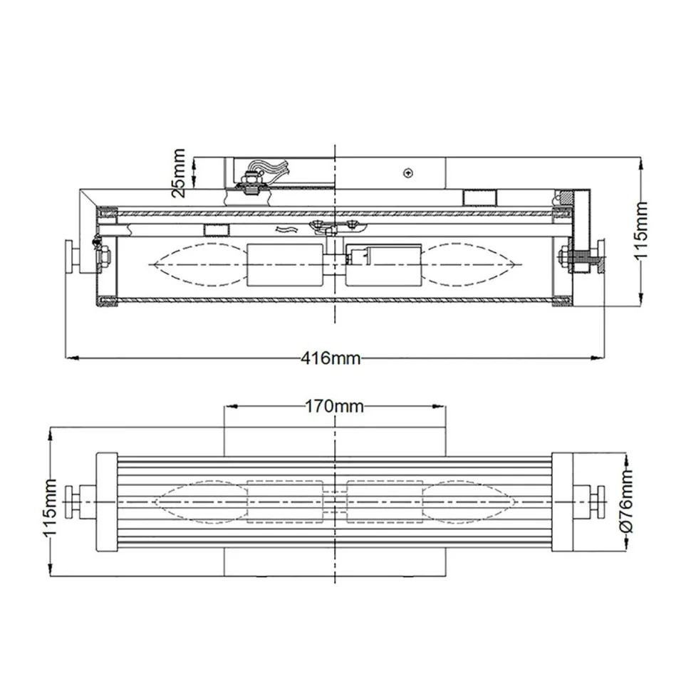 Badlampe Wand Glas Metall E14 IP44 B: 40,7 cm Chrom poliert