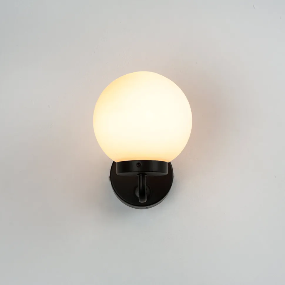 Badlampe Wand IP44 Schwarz Weiß Glasschirm TOHO