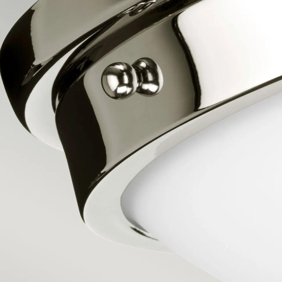 Badleuchte Decke rund 32 cm in Nickel Weiß blendarm