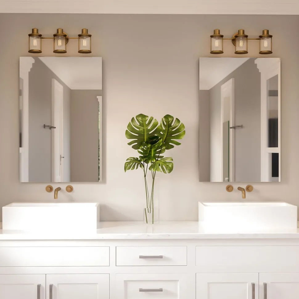 Badleuchte Wand Metall Glas IP44 B: 56 cm 3-flammig länglich