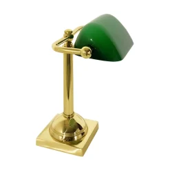 Bankerlampe klein 25 cm E14 schwenkbar Messing Glas