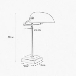 Bankerlampe Messing Glas 40 cm Zugschalter in Bronze Weiß
