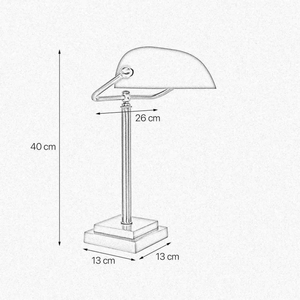 Bankerlampe Messing Glas 40 cm Zugschalter in Bronze Weiß