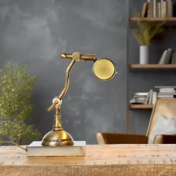 Bankerlampe Messing massiv verstellbar 26 cm E27