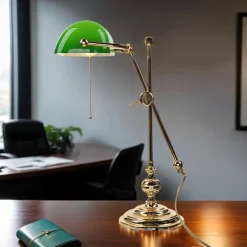 Bankerlampe Vergoldet 24 Karat aus Echt-Messing