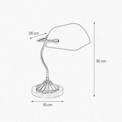 Bankerleuchte Gün Bronze H: 30 cm aus Messing Glas E27
